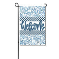 Blue and White Welcome Glam Vinyl Flag