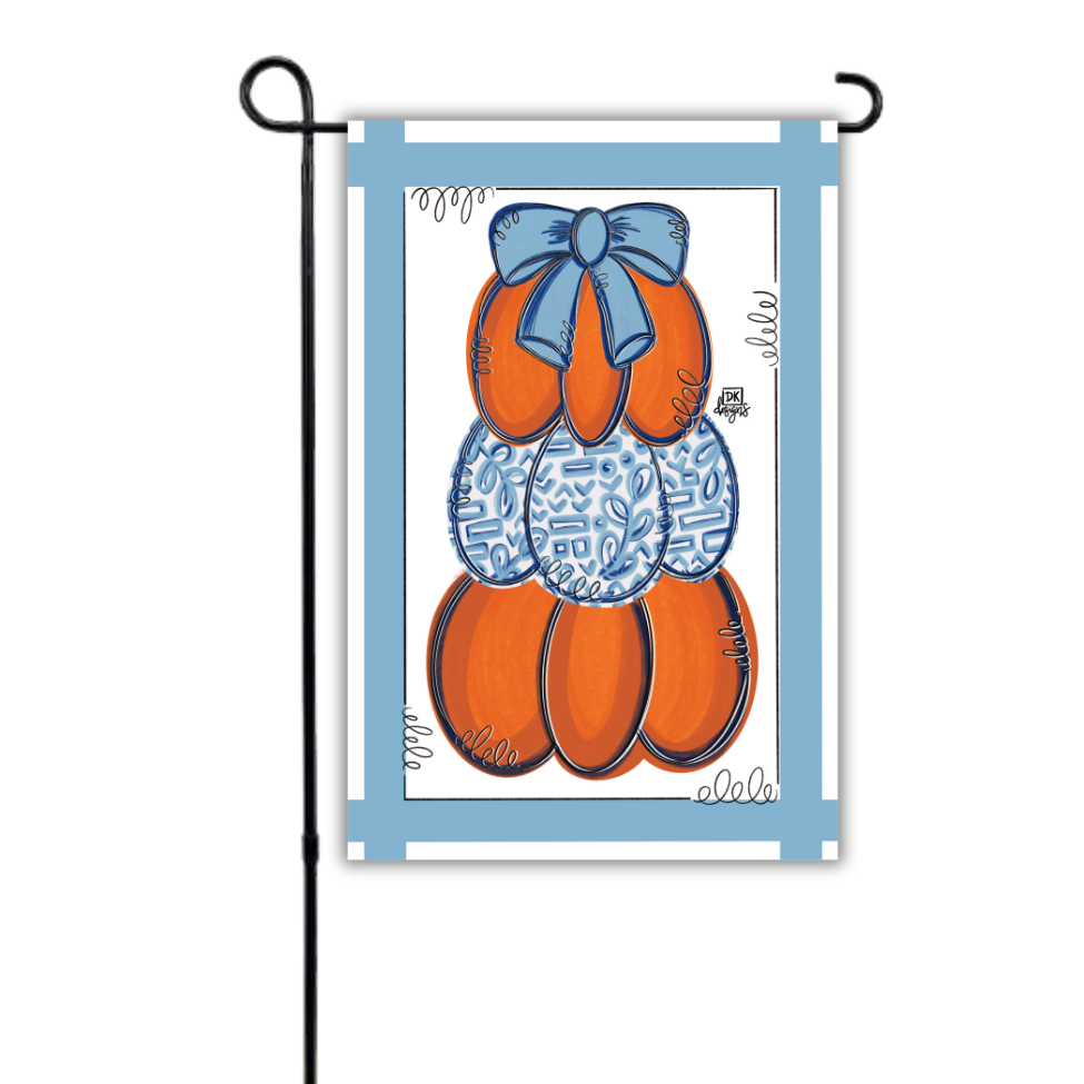 Blue and White 2026 Pumpkin Stack Garden Glam