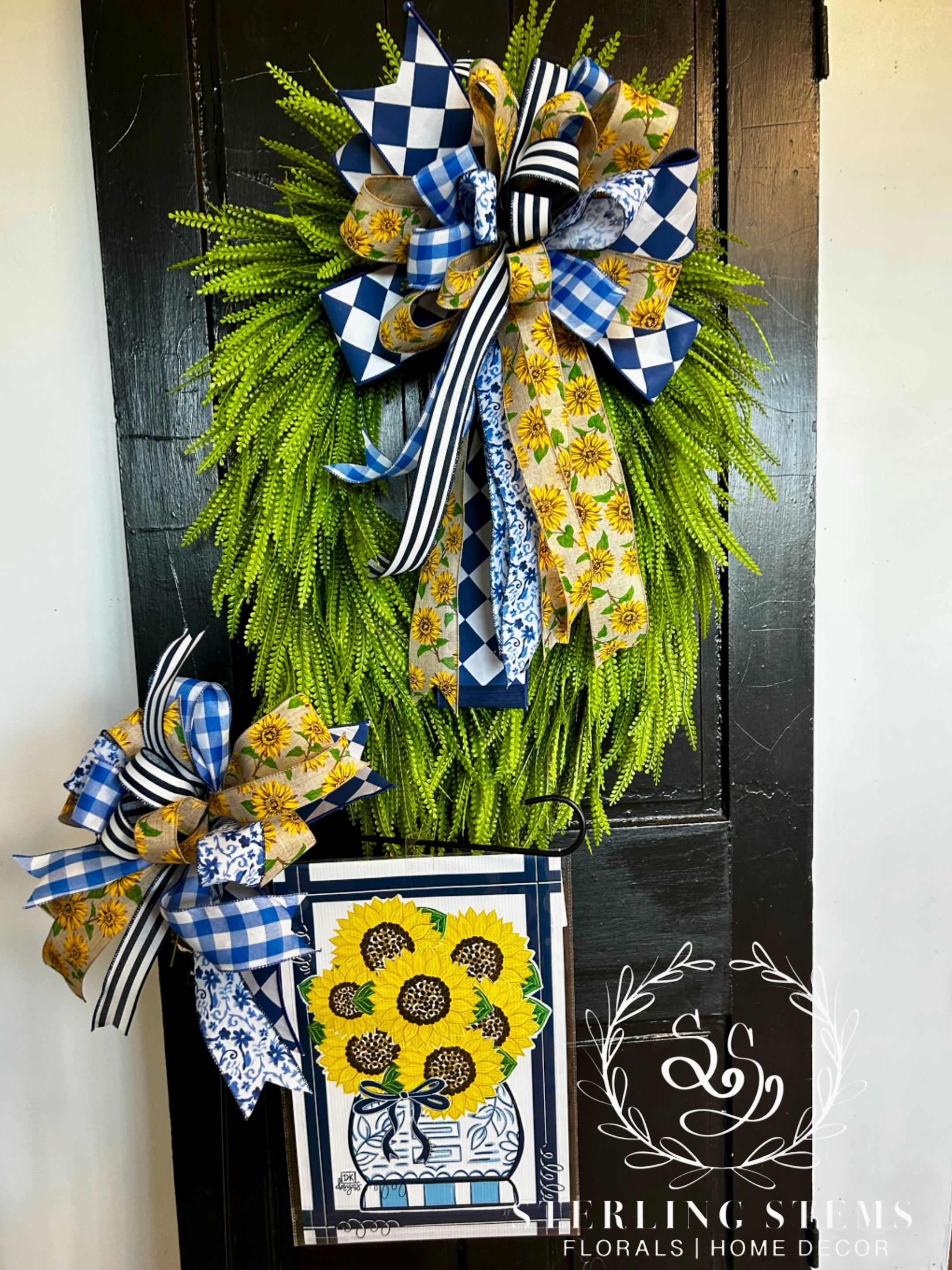 Bow & Garden Flag Combination - Sunflowers