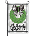 Black and White Bow Wreath Glam Vinyl Flag