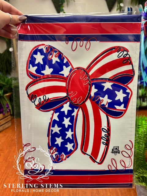 Red, White, and Blue Bow Garden Flag